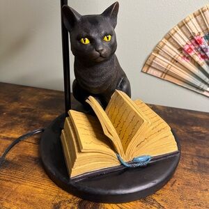 Black Cat with Book Witchy Gothic READ
